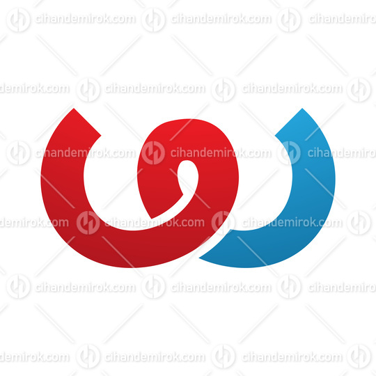 Red and Blue Spring Shaped Letter W Icon