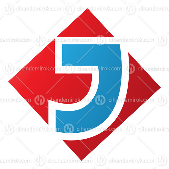 Red and Blue Square Diamond Shaped Letter J Icon