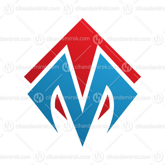 Red and Blue Square Diamond Shaped Letter M Icon