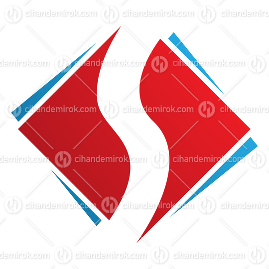 Red and Blue Square Diamond Shaped Letter S Icon