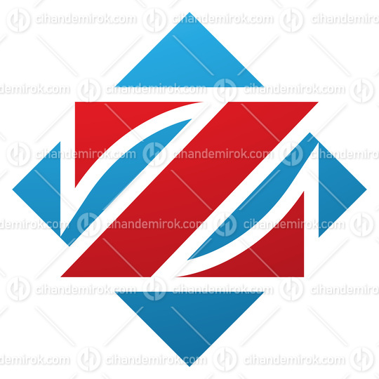 Red and Blue Square Diamond Shaped Letter Z Icon