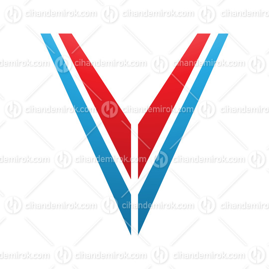 Red and Blue Striped Shaped Letter V Icon