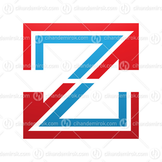 Red and Blue Striped Shaped Letter Z Icon