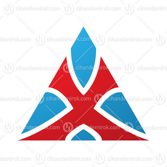 Red and Blue Triangle Shaped Letter X Icon