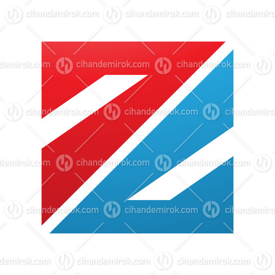 Red and Blue Triangular Square Shaped Letter Z Icon
