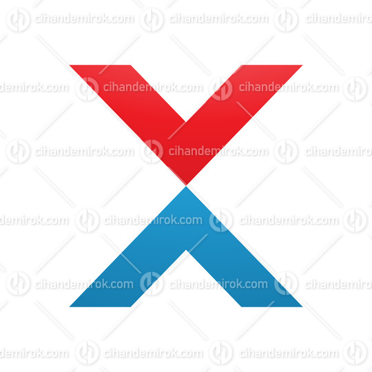 Red and Blue V Shaped Letter X Icon