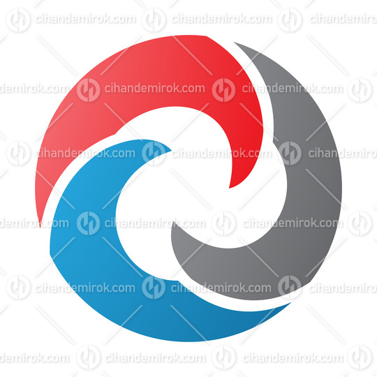Red and Blue Wave Shaped Letter O Icon