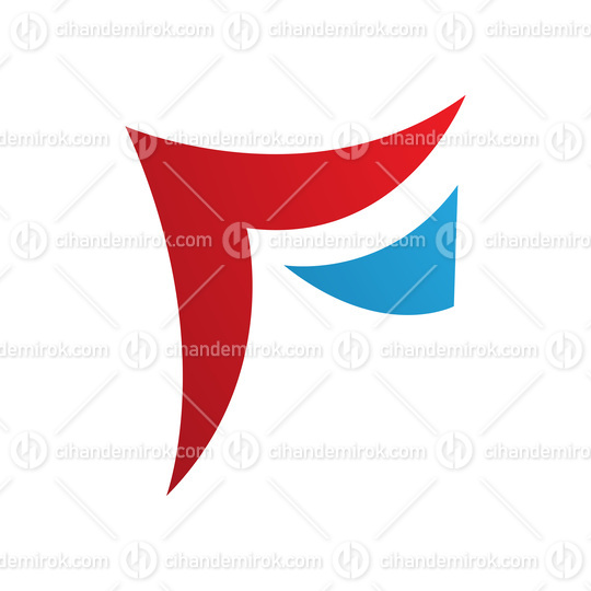 Red and Blue Wavy Paper Shaped Letter F Icon