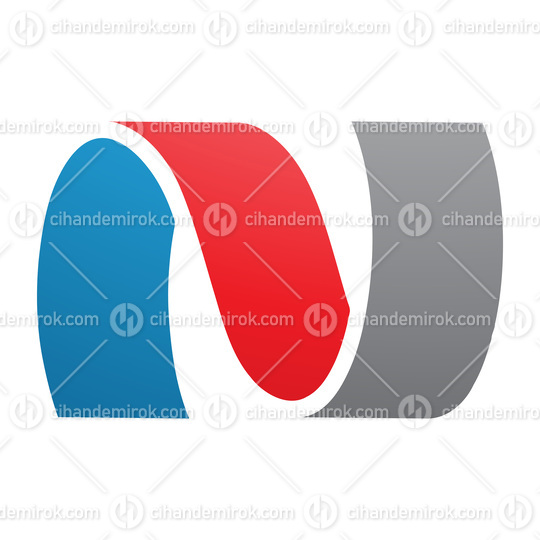 Red and Blue Wavy Shaped Letter N Icon