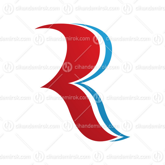 Red and Blue Wavy Shaped Letter R Icon