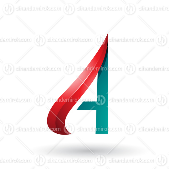 Red and Green Embossed Arrow-like Letter A Vector Illustration