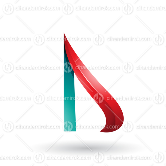 Red and Green Embossed Arrow-like Letter D Vector Illustration