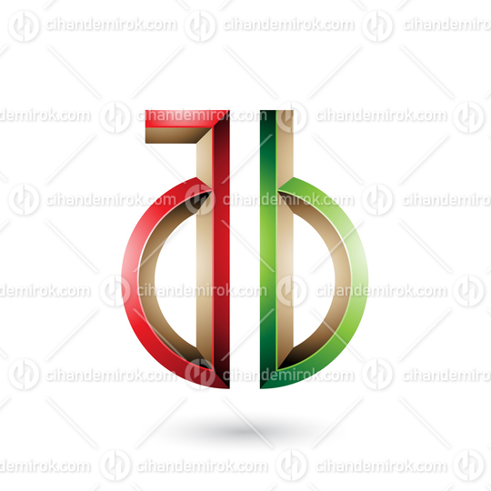 Red and Green Key-like Symbol of Letters A and B