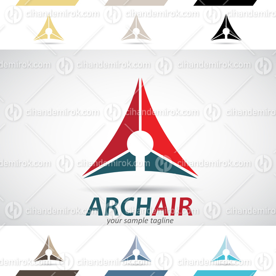 Red and Grey Abstract Spiky Triangular Logo Icon of Letter A