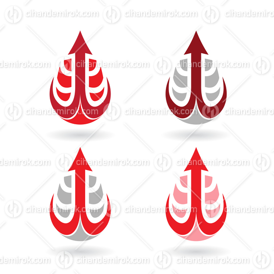 Red and Grey Drop Shaped Anchor or Pitchfork