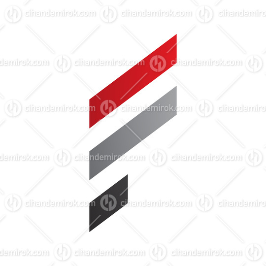 Red and Grey Letter F Icon with Diagonal Stripes