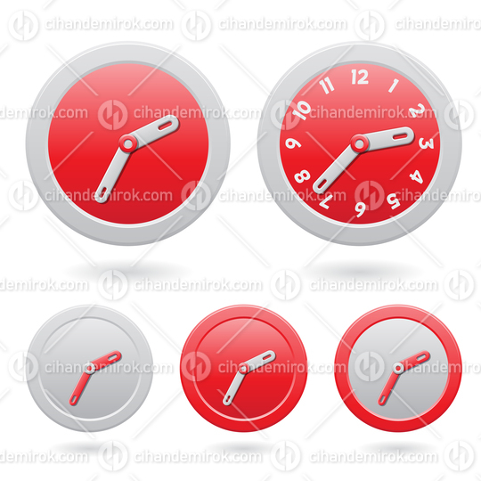 Red and Grey Modern Analogue Clocks