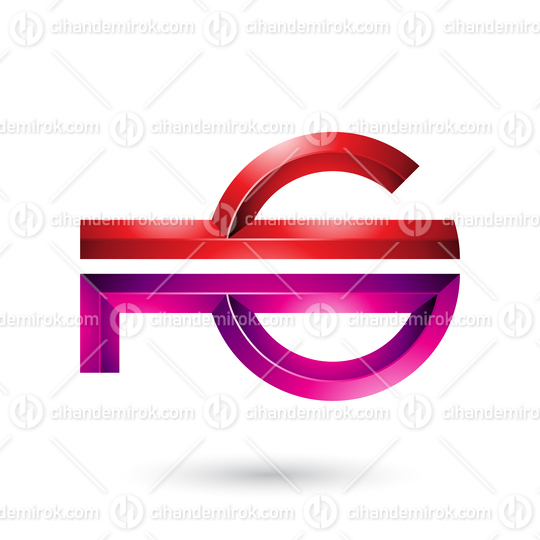 Red and Magenta Abstract Key-like Symbol Vector Illustration