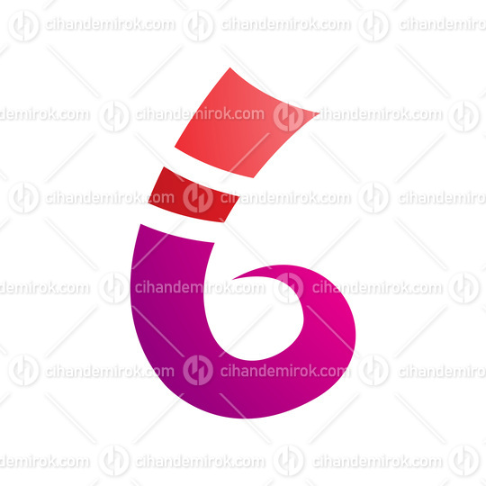 Red and Magenta Curly Spike Shape Letter B Icon