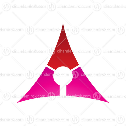Red and Magenta Deflated Triangle Letter A Icon