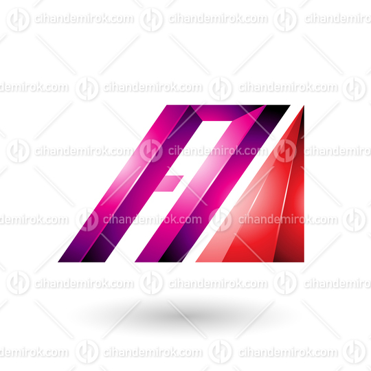 Red and Magenta Letter A of Glossy Diagonal Bars