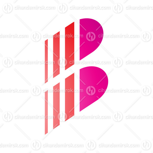 Red and Magenta Letter B Icon with Vertical Stripes