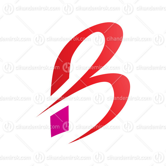 Red and Magenta Slim Letter B Icon with Pointed Tips