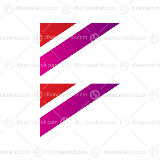 Red and Magenta Triangular Flag Shaped Letter B Icon