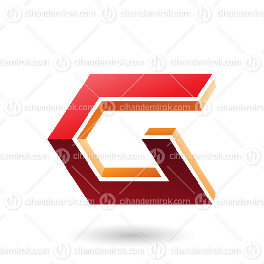 Red and Orange 3d Angled Icon for Letter G Vector Illustration