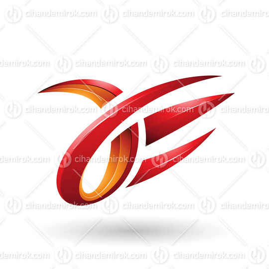Red and Orange 3d Claw Shaped Letter A and E Vector Illustration