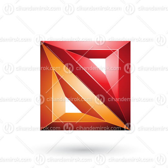 Red and Orange 3d Geometrical Embossed Triangles and Square Shape