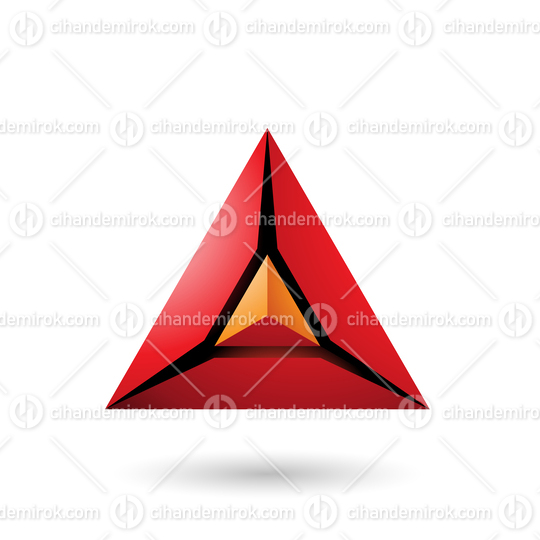 Red and Orange 3d Pyramid Icon Vector Illustration