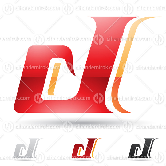 Red and Orange Abstract Glossy Logo Icon of Curvy Bold Letter D