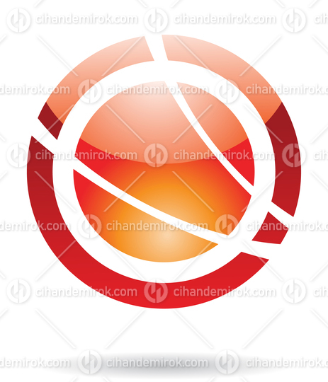 Red and Orange Abstract Glossy Orbit-Like Logo Icon