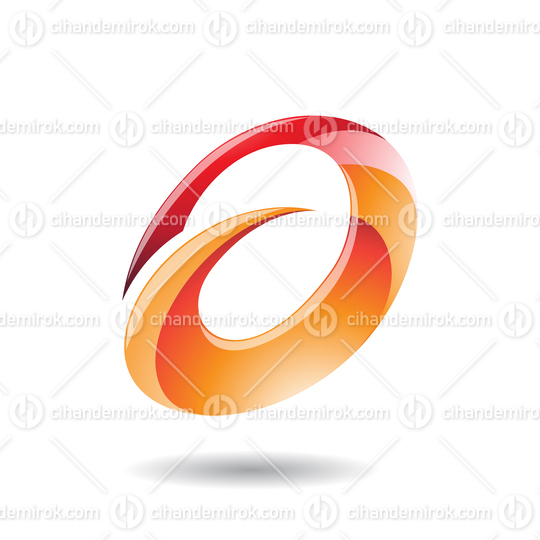 Red and Orange Abstract Glossy Round Spiky Icon for Lowercase Letter A