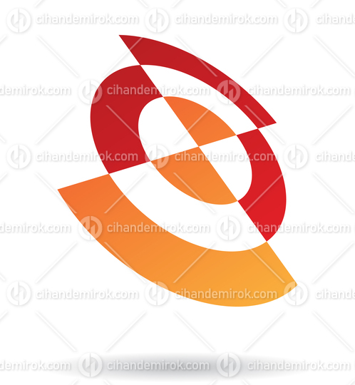 Red and Orange Abstract Round Target Logo Icon in Perspective