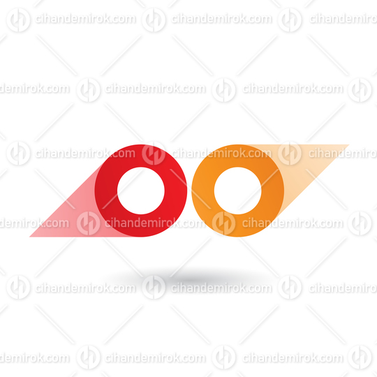 Red and Orange Binoculars Shaped Round Icon Vector Illustration