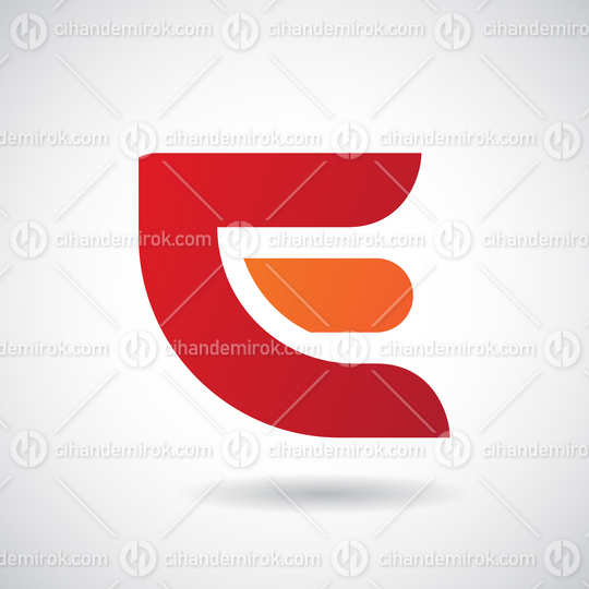 Red and Orange Bold Thick Round Logo Icon of Letter E