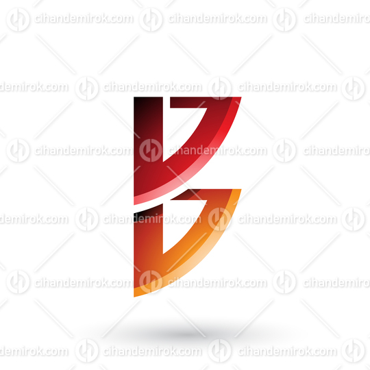 Red and Orange Bow Like Shape of Letter B Vector Illustration