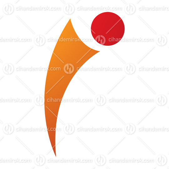 Red and Orange Bowing Person Shaped Letter I Icon