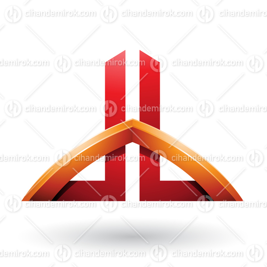 Red and Orange Bridged Skyscraper-like Letters of D and B
