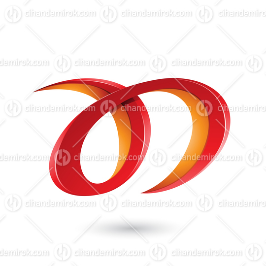 Red and Orange Curvy Letter A and D Vector Illustration