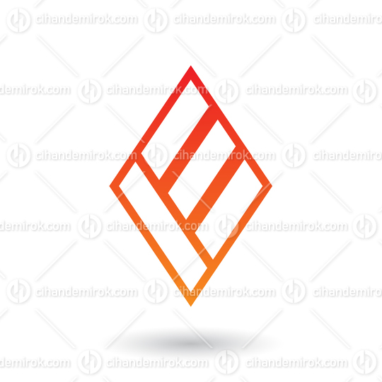 Red and Orange Diamond Shaped Letter E Vector Illustration