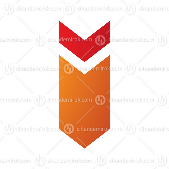 Red and Orange Down Facing Arrow Shaped Letter I Icon
