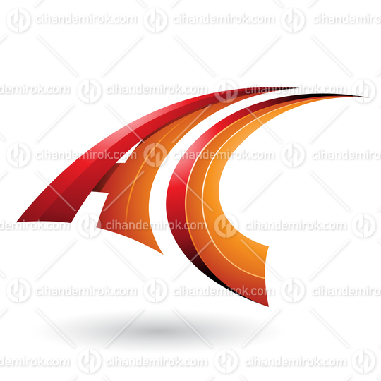 Red and Orange Dynamic Flying Letter A and C Vector Illustration