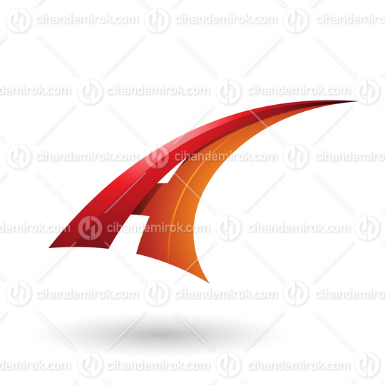 Red and Orange Dynamic Flying Letter A Vector Illustration