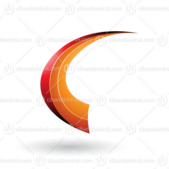 Red and Orange Dynamic Flying Letter C Vector Illustration