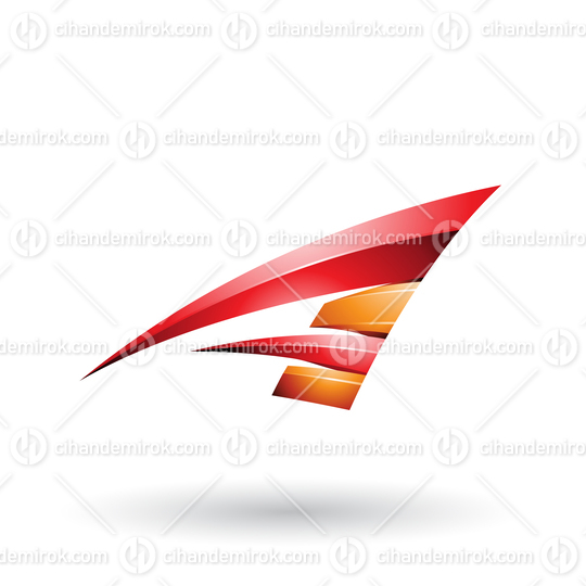 Red and Orange Dynamic Glossy Flying Letter A Vector Illustration