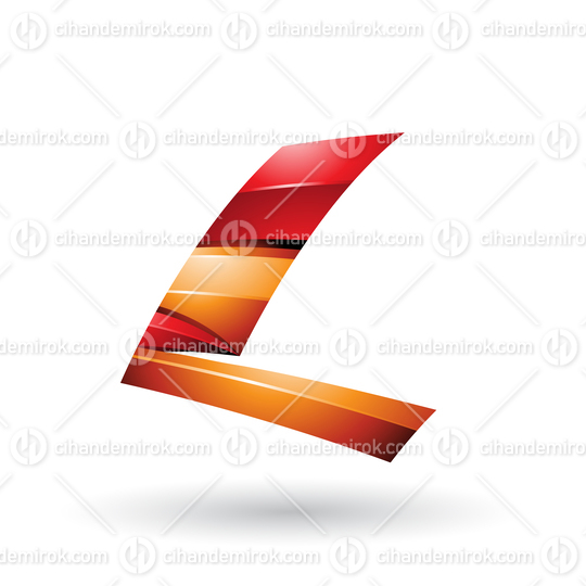 Red and Orange Dynamic Glossy Flying Letter L Vector Illustration