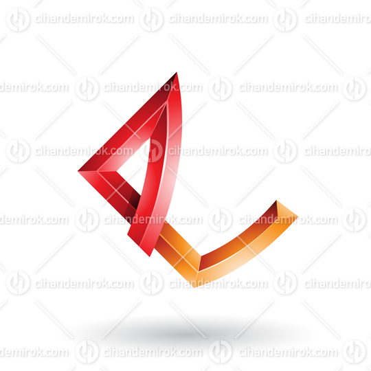 Red and Orange Embossed Letter E with Bended Joints